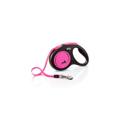 Flexi New Neon Tape Pink Medium 5m Retractable Dog Leash/Lead for dogs up to 25kgs/55lbs
