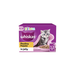 Whiskas Junior Poultry Selection in Jelly 48 x 85 g Pouches, Kitten Cat Food, Pack of 4 (12 x 85 g)