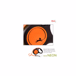 Flexi New Neon Tape Orange Medium 5m Retractable Dog Leash/Lead for dogs up to 25kgs/55lbs