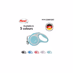 Flexi New Comfort Tape Grey & Light Blue Extra Small 3m Retractable Dog Leash/Lead for dogs up to 12kg/26lbs