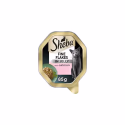 Sheba Fine Flakes Cat Food Tray with Salmon in Jelly 2x11x85g