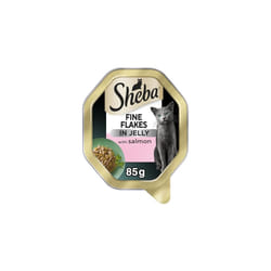 Sheba Fine Flakes Cat Food Tray with Salmon in Jelly 2x11x85g