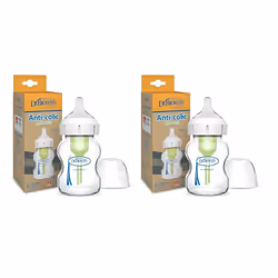 Dr. Brown's Natural Flow Options+ Anti-Colic Glass Baby Bottle, Wide-Neck, 5 oz/150 ml (Pack of 2)