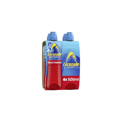 Lucozade Sport Body Fuel - Fruit Punch, 4x500ml| Isotonic sports drink, with Electrolytes and Vitamin B3 | Still | Bursting with Flavour
