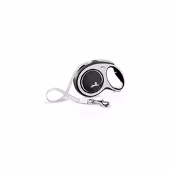 Flexi New Comfort Tape Grey & Black Large 8m Retractable Dog Leash/Lead for dogs up to 50kgs/110lbs