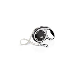 Flexi New Comfort Tape Grey & Black Large 8m Retractable Dog Leash/Lead for dogs up to 50kgs/110lbs