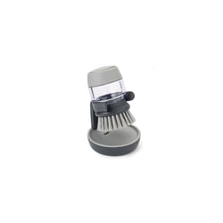 Joseph Joseph Palm Scrub Refillable Soap Dispensing Cleaning Washing Up Kitchen Brush with Storage Stand Holder, Grey