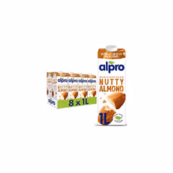 Alpro Almond Plant-Based Long Life Drink, Vegan & Dairy Free, 1L (Pack of 8)