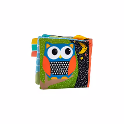 Infantino Multicoloured Fabric Crinkle Book - Scrunching Page Sounds, Round Teether, Squeaker, Animal Themed - Ages 6 Months +
