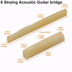 Miwayer Guitar Unbleached Cattle Bone Bridge Nut and Saddle 1 Pair for Acoustic Guitar and Classical Guitar