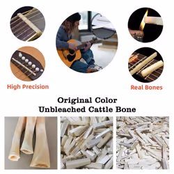 Miwayer Guitar Unbleached Cattle Bone Bridge Nut and Saddle 1 Pair for Acoustic Guitar and Classical Guitar