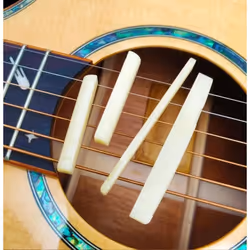 Miwayer Guitar Unbleached Cattle Bone Bridge Nut and Saddle 1 Pair for Acoustic Guitar and Classical Guitar
