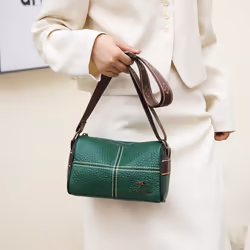 Leather Bag Women&apos;s Bag Simple Fashion Wide Shoulder Strap Single Shoulder Crossbody Bag Head Layer Cowhide - white, One Size