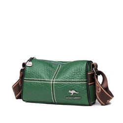 Leather Bag Women&apos;s Bag Simple Fashion Wide Shoulder Strap Single Shoulder Crossbody Bag Head Layer Cowhide - green, One Size
