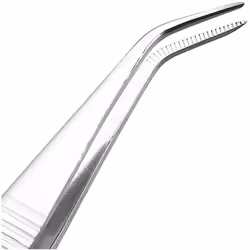 sourcingmap 2 Pcs 5.5-Inch Stainless Steel Tweezers with Curved Pointed Serrated Tip