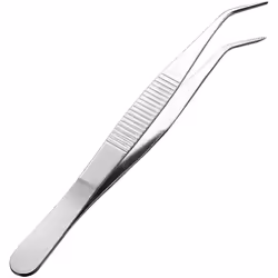 sourcingmap 2 Pcs 5.5-Inch Stainless Steel Tweezers with Curved Pointed Serrated Tip