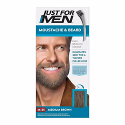 Just for men Moustache & Beard Medium Brown Dye, Eliminates Grey for a Thicker & Fuller Look â M35