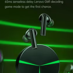Lenovo GM1 Gaming TWS Earphones Wireless  Game Headphones  HIFI DSP Noise Reduction 65ms Low Latency Sweatproof In-Ear Earbuds - black