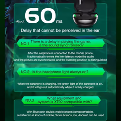Lenovo XT92 Wireless Earphone TWS Gaming Earbuds Bluetooth 5.1 Game Low Latency Sports Headset with Mic 3D Stereo Bass - black