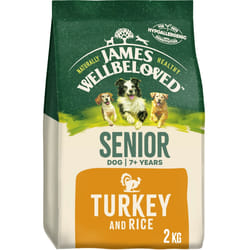 2kg James Wellbeloved Natural Senior Complete Dry Dog Food Biscuit Turkey & Rice