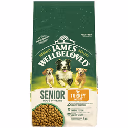 2kg James Wellbeloved Natural Senior Complete Dry Dog Food Biscuit Turkey & Rice