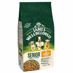 2kg James Wellbeloved Natural Senior Complete Dry Dog Food Biscuit Turkey & Rice