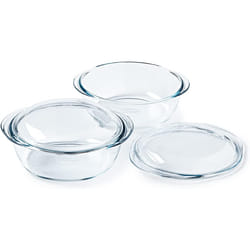 PyrexÂ® | Borosilicate Glass Casserole | Set of 2 | Steamer, Quick and Tasty Cooking, Microwave and Dishwasher Safe (2 P