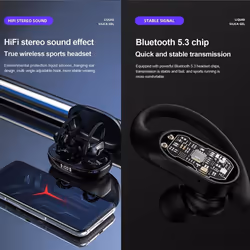Lenovo LP75 Wireless Bluetooth Headphones Ear Hook Sports Bluetooth 5.3 Earphones Noise Reduction HiFi Stereo Wireless Earbuds - white