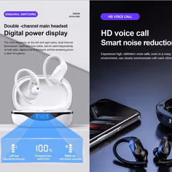 Lenovo LP75 Wireless Bluetooth Headphones Ear Hook Sports Bluetooth 5.3 Earphones Noise Reduction HiFi Stereo Wireless Earbuds - black