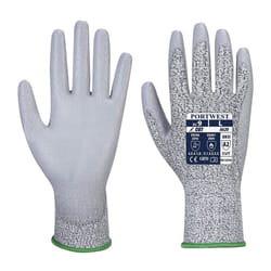 Portwest LR Cut PU Palm Glove, Color: Grey, Size: L, A620GRRL