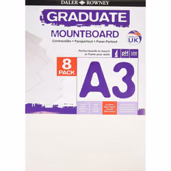 Daler Rowney 329308091 Ice White A3 Graduate Mountboard (Pack of 8) - White