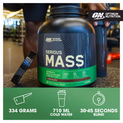 Optimum Nutrition Serious Mass Protein Powder High Calorie Mass Gainer with Vitamins, Creatine Monohydrate and Glutamine, Banana, 8 Servings, 2.73kg,