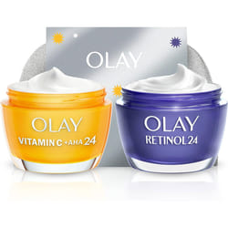 Olay Moisturiser Gift Bag, Womens Skin Care Gift Sets and Kits, Vitamin C plus AHA 24 Face Cream and Retinol 24 Night C