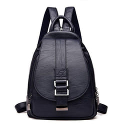 Women's Backpack Casual Soft PU Large Capacity Backpack Backpack Women's Chest Bag - dark blue, One Size