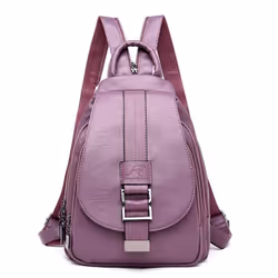 Women's Backpack Casual Soft PU Large Capacity Backpack Backpack Women's Chest Bag - purple, One Size