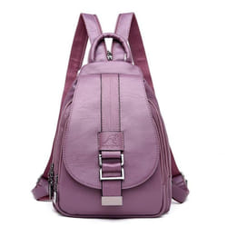 Women's Backpack Casual Soft PU Large Capacity Backpack Backpack Women's Chest Bag - purple, One Size