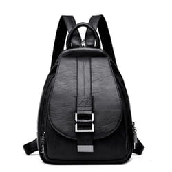 Women's Backpack Casual Soft PU Large Capacity Backpack Backpack Women's Chest Bag - black, One Size
