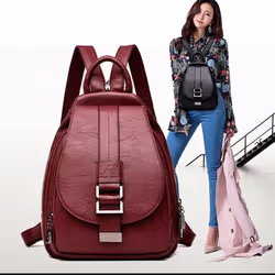 Women's Backpack Casual Soft PU Large Capacity Backpack Backpack Women's Chest Bag - as the picture, One Size