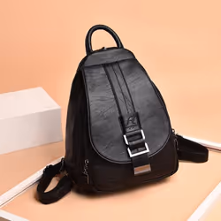 Women's Backpack Casual Soft PU Large Capacity Backpack Backpack Women's Chest Bag - as the picture, One Size