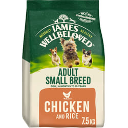 7.5kg James Wellbeloved Natural Small Breed Adult Dry Dog Food Chicken & Rice