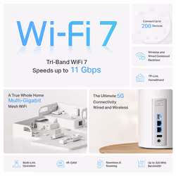 TP-Link Deco BE65 Pro Tri-band (2.4 GHz / 5 GHz / 6 GHz) Wi-Fi 7 (802.11be) White 3 Internal - Additional view 4