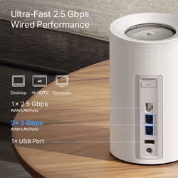 TP-Link Deco BE65 Pro Tri-band (2.4 GHz / 5 GHz / 6 GHz) Wi-Fi 7 (802.11be) White 3 Internal - Additional view 6