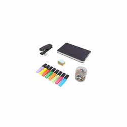Amazon Basics - Office Essentials Set: Notebook, Push Pins, Sticky Notes, Highlighters & Stapler - 34 Pieces + 200 Push Pins, ...