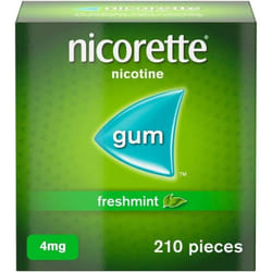 Nicorette Freshmint 4mg Gum (210 Pieces), Discreet and Fast-Acting Stop Smoking Aid to Ease Cravings, Nicotine Gum with Pleasant Freshmint Flavour