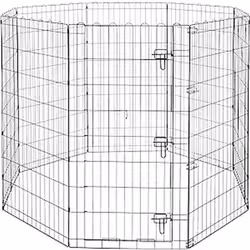 Amazon Basics Foldable Octagonal Metal Dog Pen/Puppy Pen/Playpen Indoor for Dogs and Pets, With door, 122 cm high, Black