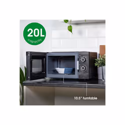 20L Manual Microwave Black 700W with 5 Power Levels & Timer, Button & Dial Control, Defrost Function, AMM2001B