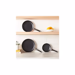 3-Piece Non-Stick Frying Pan Set, 20 cm, 25 cm, and 30 cm, Variety Pack, Black