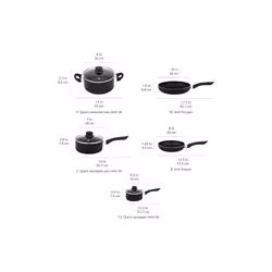 8-Piece Non-Stick Cookware Set, Black
