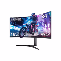 Z-Edge 34 Inch Curved Gaming Monitor Ultrawide 165Hz(DP) 100Hz(HDMI) 1ms MPRT 21:9 3440x1440 WQHD R1500 Curved Screen