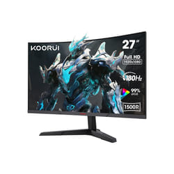KOORUI 27 Inch Gaming Monitor, FHD 1080P Curved Monitor 180Hz VA 1ms 1500R PC Monitors with Adaptive Sync, HDMI X2 /DP, VESA Compatible